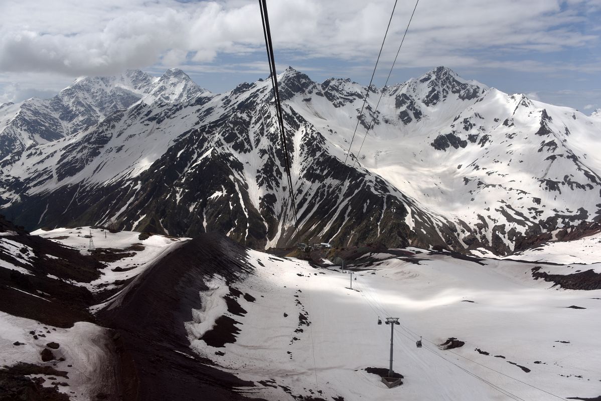 03J Looking Back At Krugozor Cable Car Station With Cheget Above And Donguz-Orun On Left Just Before Mir Station 3500m To Start The Mount Elbrus Climb